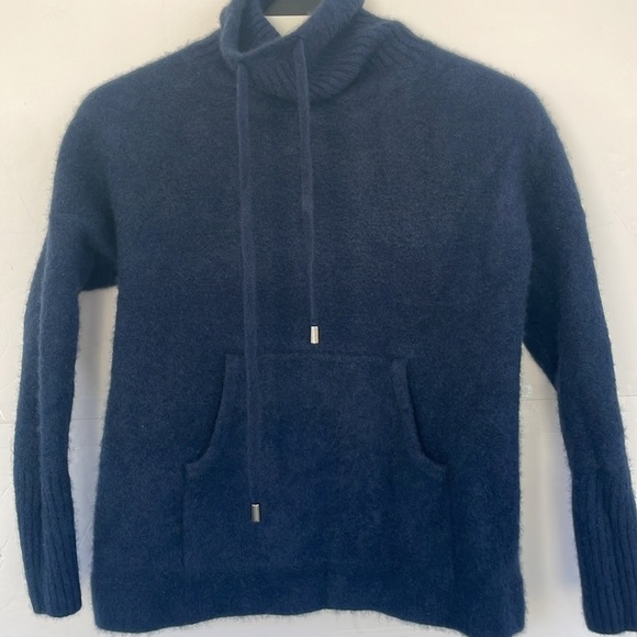 Rachel Zoe 2ply 100% Cashmere Drawstring Soft Turtleneck Sweater Dark Blue Small - Picture 5 of 12